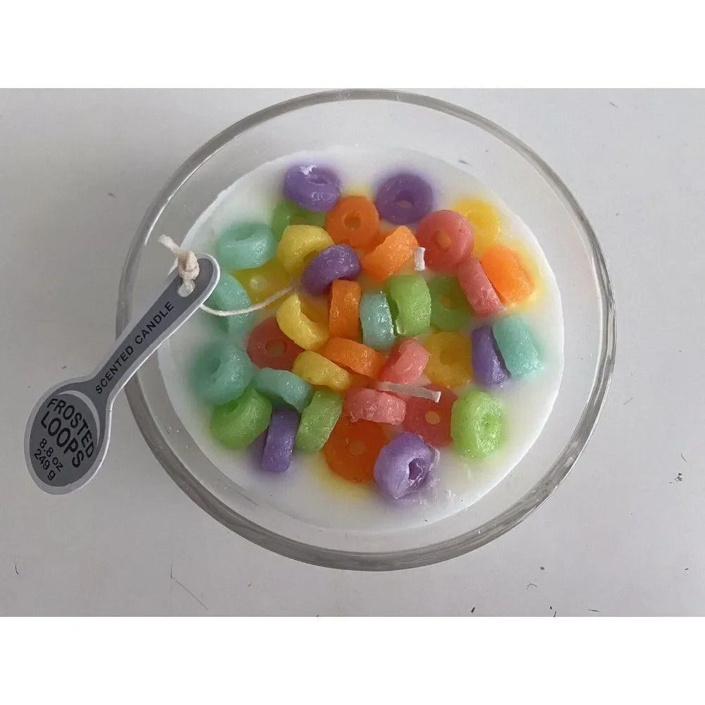 Fruit Frosted Loops Scented Cereal Bowl Candle 3 Wick Genie HK Co. 8.8 Oz NEW